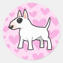 Bull Terrier Love Round Stickers