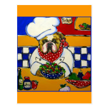 Bulldog Chef Postcard