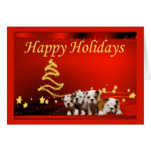 Bulldog Christmas Stars Greeting Card