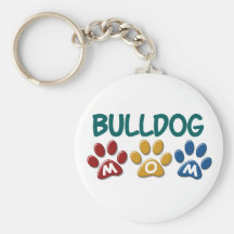 BULLDOG MOM Paw Print 1 Key Chain