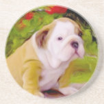 Bulldog puppy art beverage coasters