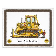 Bulldozer Dozer Kids Party Invitation