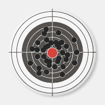Bullet holes in target - but not the bulls-eye! refrigerator magnet