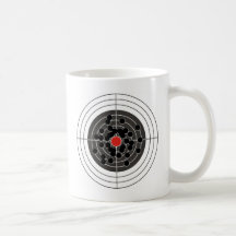 Bullet holes in target - but not the bulls-eye! mugs