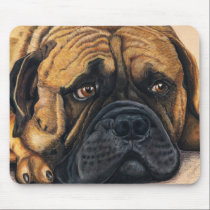 Bullmastiff Waiting - Dog Breed Art mousepads
