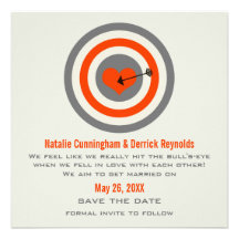 Bull's-Eye Save the Date Invite, Grey & Orange