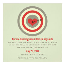 Bull's-Eye Save the Date Invite, Grey & Red