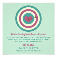 Bull's-Eye Save the Date Invite, Teal & Fuchsia