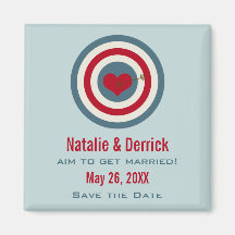 Bull's-Eye Save the Date Magnet, Blue & Red