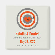 Bull's-Eye Save the Date Magnet, Grey & Orange