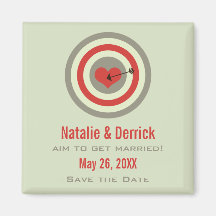 Bull's-Eye Save the Date Magnet, Grey & Red