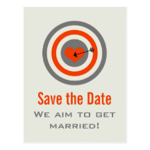 Bull's-Eye Save the Date Postcard, Grey & Orange