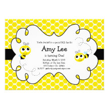 Bumble Bee Babee Birthday yellow Invitation
