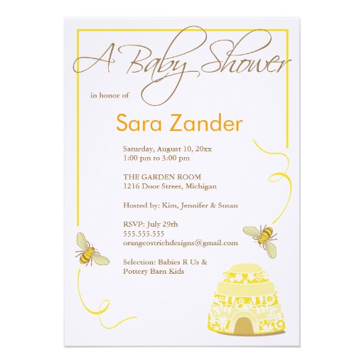Bumble Bee Baby Shower Invitation