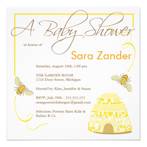 Bumble Bee Baby Shower Invitation