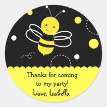 Bumble bee Birthday Party Favour Stickers