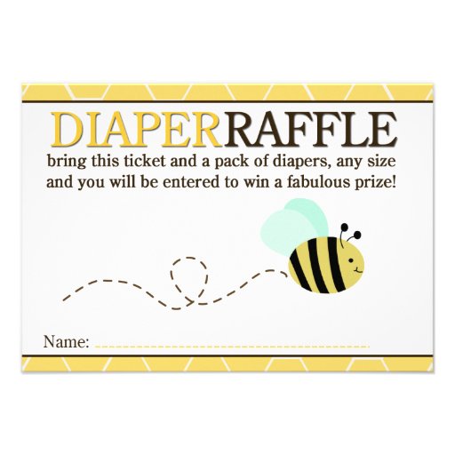 Bumble Bee Shower Diaper Raffle Card Custom Invitations