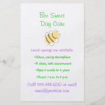 Bumblebee theme child care flyer