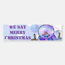 Bumper Sticker-Snowman Happy Holidays Christmas