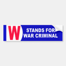 BUMPER w for war criminal Bumper Sticker