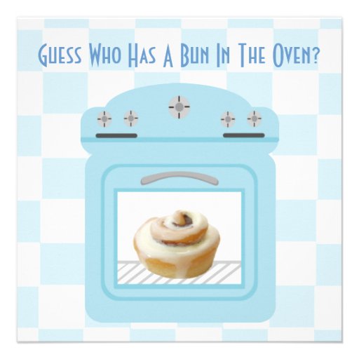Bun In The Oven Baby Boy Blue Baby Shower 13 Cm X 13 Cm Square