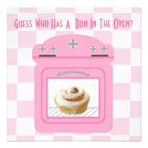 Bun In The Oven Baby Girl Pink Baby Shower Personalized Invitation