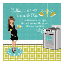 Bun In The Oven Boy Baby Shower Invitations