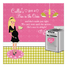 Bun In The Oven Girl Baby Shower Invitations