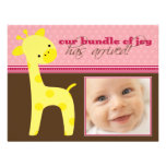 Bundle of Joy Giraffe Birth Announcement (pink)