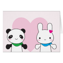 Bunny and Panda Kawaii Valentine Cards