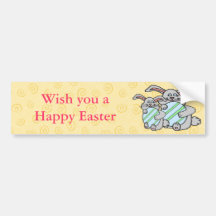 Bunny Hugging An Egg Bumper Stickers