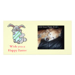 Bunny Hugging An Egg Customised Photo Card