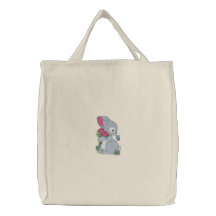 Bunny with Tulips Embroidered Tote Bag