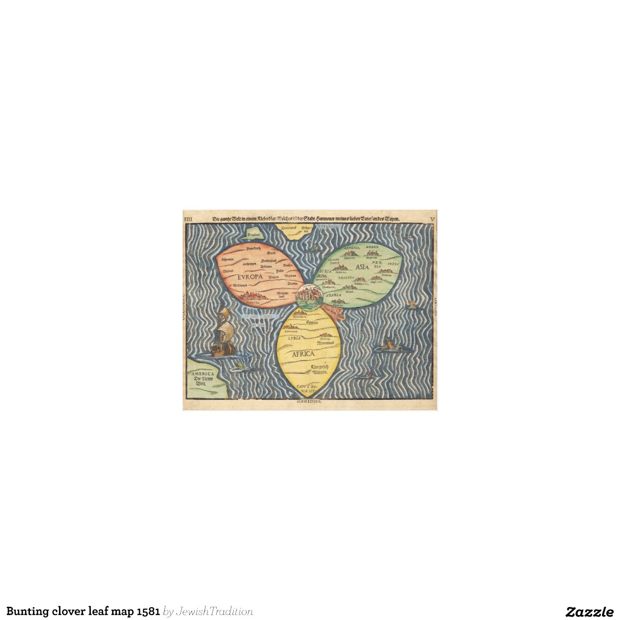 Bunting clover leaf map 1581 | Zazzle