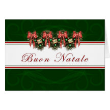 Buon Natale - Italian Garland Red Bows Card