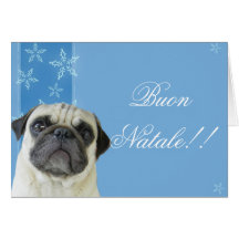 Buon Natale pug greeting card