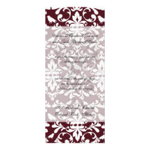 burgandy and white bird damask ornate pattern personalised announcements