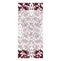burgandy and white bird damask ornate pattern rack card design