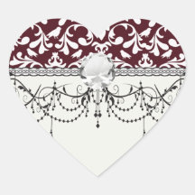 burgandy and white bird damask ornate pattern sticker