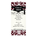 burgundy and white bird damask ornate graduation personalized invitation