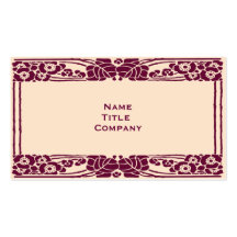 Burgundy Art Nouveau Floral Business Card Template