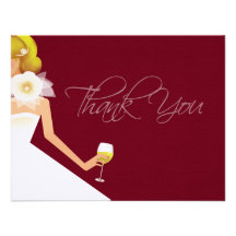 Burgundy flat thank you bridal shower invite