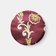 Burgundy Floral Embroidered Magnet