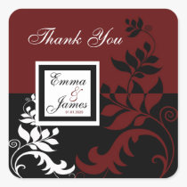 Burgundy Red Black White Wedding Favour Labels stickers