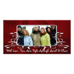 Burgundy Satin Antique Frame Holiday Family Photo Photo Greeting Card