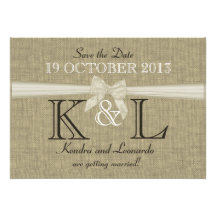 Burlap and Bow Country Save the Date Personalized Announcement