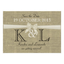 Burlap and Bow Save the Date Personalized Announcement