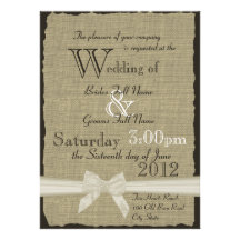 Burlap and Bows Rustic Wedding Personalised Invite