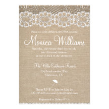 Burlap and Vintage Lace Bridal Shower Invitation