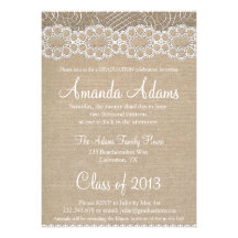 Burlap and Vintage Lace Graduation Invitation